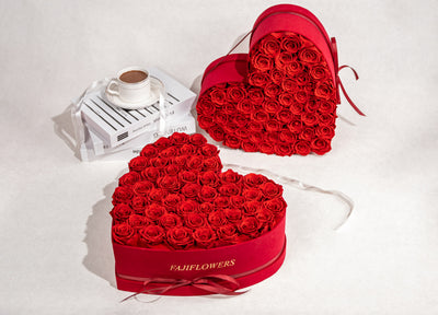 Valentines Day Heart Shaped 50 Flat Roses